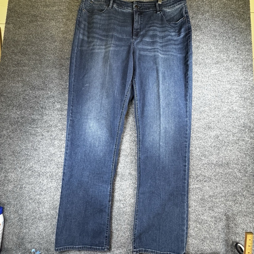 Talbots Jeans Womens 18 Blue Flawless 5 Pocket Curvy Straight Mid Rise Classic